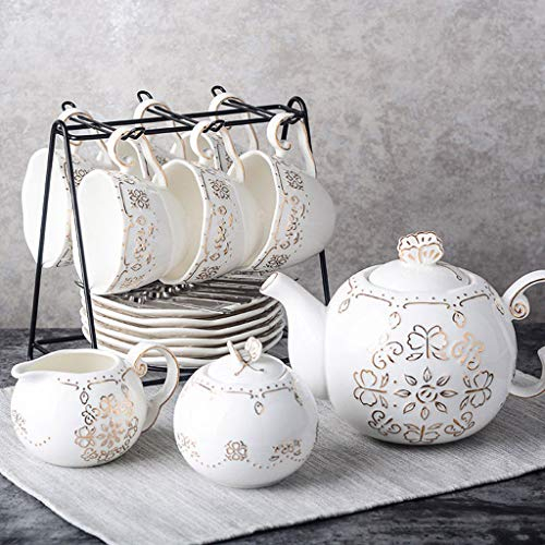 Tazzina da caffè Set Tazzine Da Caffè In Ceramica, 6 Once (circa 150 Ml) E 6,6 Cucchiai Di Piattino, 1 Caffettiera, 1 Zuccheriera, 1 Serbatoio Del Latte, Adatto for Caffè, Latte, Tea Party Pomeridiano
