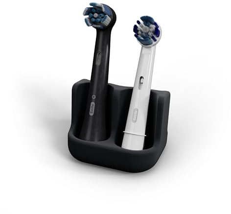 Qikfresh - Support pour 2 brossettes - Compatible avec Oral-B, IO, Philips Sonicare, Waterpik, Fairywill - en Silicone de qualité Alimentaire (Noir)