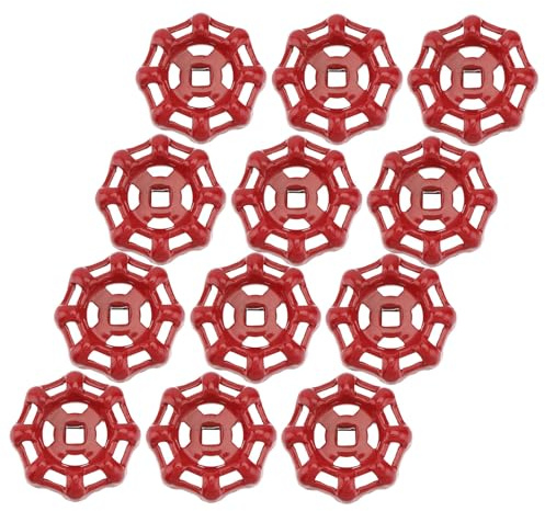 ARTIBETTER 12 Pezzi Maniglia della valvola a saracinesca manopole rosse maniglia valvola raccordo dell'acqua termosifone broccia rotonda rubinetto volantino in ghisa parti di chiusura rosso