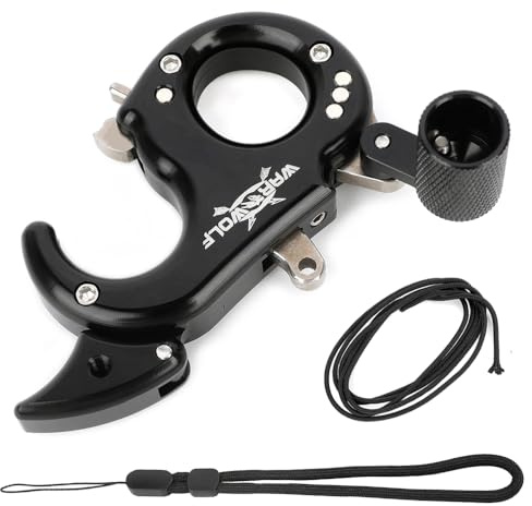 SHARROW Bogenschießen Release Aids Compound Bogen Daumen Release 2 Finger 3 Finger Aluminiumlegierung Auslösehilfen Spannhilfen mit 1m Metall D-Loop für Jagd (Schwarz)