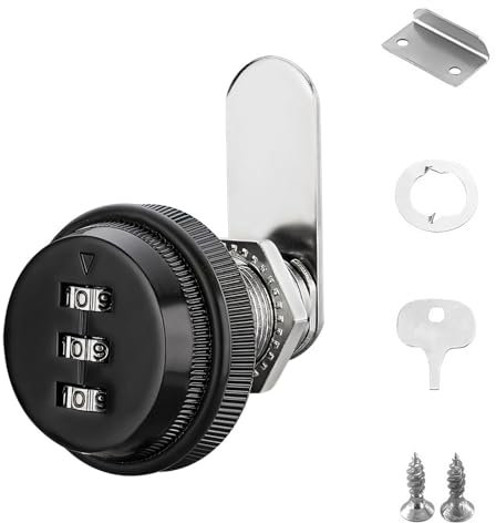 Cam Lock, 25mm Black Cupboard Locks, Combination Lock, Cabinet Lock for Security of Box Cabinet Drawer Mailbox Door Furniture Locker Locks