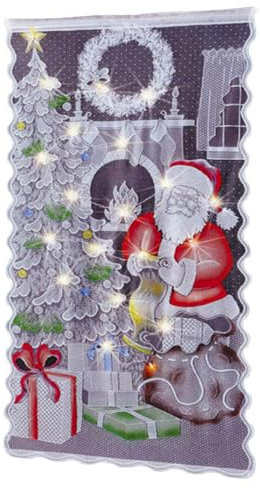 Salyeeluly Weihnachten Vorhänge Tür Scheibengardine | Weihnachtsmann Gardine | Gardine zu Weihnachte Vorhang Weihnachtsgardine für Fenster Küche Badezimmer Tür, 213×102cm