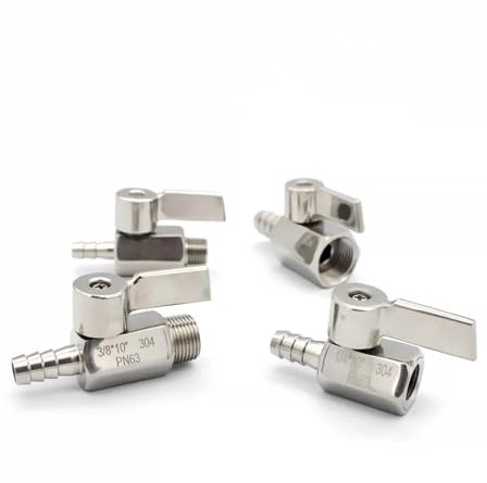 SS304 Ball Valve with Hose Connection,1/8 1/4 3/8 1/2 to 7mm 8mm 10mm 12mm Exhaust Or Drain High-Pressure Valve(Female,7MM_3/8)