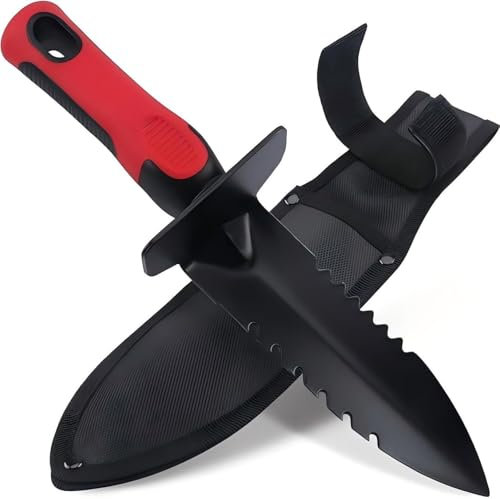 Heavy Duty Metal Detecting Shovel, Double Serrated Edge Shovel, Digger Tool with Sheath, Ideal for Metal Detecting, Gardening & Loose Soil Planting