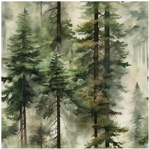 HAOKHOME Forest Peel and Stick Wallpaper Tree Wall Paper Wood Removable for Bedroom Green Contact Paper 17.3in x 32.8ft