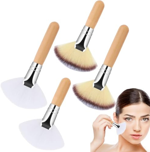 Pennello per il trucco della ventola per evidenziatore, pennello per | Manico in legno, applicatore cosmetico in polvere arrossato per don
