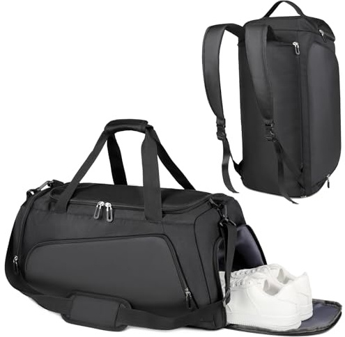 Cozary Borsone Palestra Uomo/Donna 54x26x26cm con Scomparto Scarpe Aereato, Borsa Sportiva Multiuso Impermeabile, per Gym, Viaggi, Camping