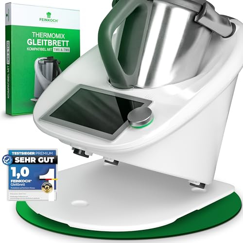 Premium Gleiter für Thermomix TM5 und TM6, Küchenmaschinen-Unterlage zum einfachen Bewegen, Gleitbrett, Slider, Brett für Thermomix (aus Acrylstein, weiß)