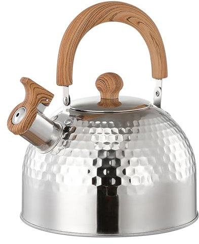 ZGFHLI Bouilloire Induction 2L/3L,Bouilloire Sifflante en Acier Inoxydable,Bouilloire avec Poignée en Bois,Bouilloire Sifflante pour Tous Les Types De Feux, Y Compris L'induction.,B