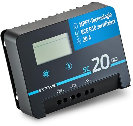 ECTIVE Laderegler Solar 12/24 Volt SC 20 PRO, Lithium-Batterien | MPPT Solar-Laderegler 20A 100V mit Bluetooth, Solarladeregler Ladegerät für AGM, Solar Charge Controller ECE R10 Zertifiziert