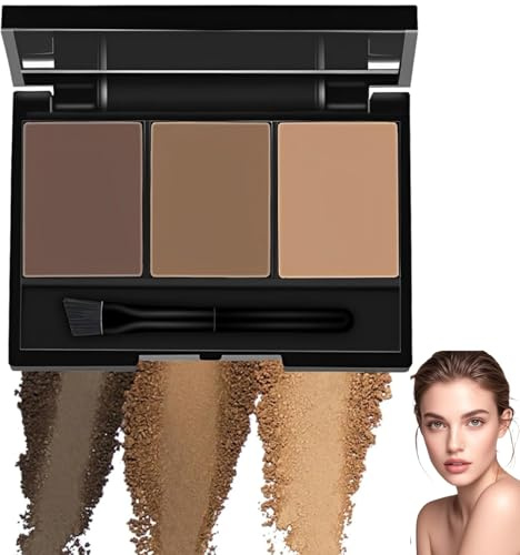 3 Colors Eyebrow Powder Kit,Eyebrow Palette,Eyebr-Ow Powder,For Filling&Sculpting Brows,Waterproof,Long-Lasting Formula For Natural Looking,With Dark & Light Brown Shades,With Brush And Mirror