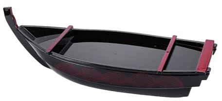 Plato de sushi con forma de barco, bandeja para servir sashimi, bandeja creativa para exhibición de alimentos, textura para uso doméstico y restaurante