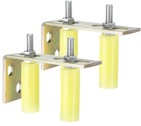 QUARKZMAN 4pcs Galet Guide pour Portail Coulissant 30x80mm, Jaune | M12 Roulette Nylon avec Équerre Guide au Sol pour Porte Grange Coulissante, Roue Universel Guidage Support de Plancher Mur