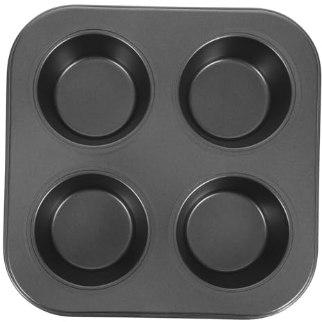 Kichvoe 4-Grid Black Non-Stick Muffin Cupcake Baking Tray Oven Mold for Home Baking Muffin Cups Pan Suitable for and Cupcake Making
