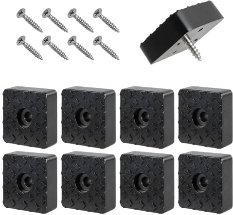 NUTKIT 8PCS Tacos de Goma para Muebles, 30 x 30 mm Alfombra de Goma Antideslizante Cuadrada Negra, Patas Resistentes al Desgaste con 8 Tornillos de Montaje, para Muebles, Electrodomésticos