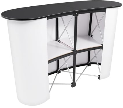 Mejiaren Trade Show Tension Frame Display - Portable Pop Up Counter Promotion Exhibition Display Stand Detachable Foldable Reception Table Front Desk Banner Stand Reception (132 * 40 * 90CM)