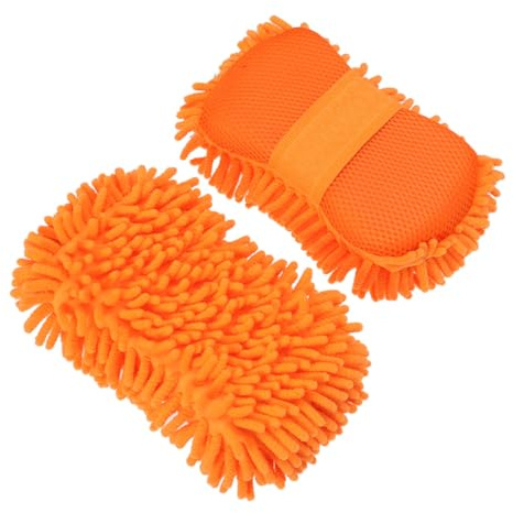 JUMPLAWN 2 Piezas Guantes de Microfibra Chenille Ultrafinos para Lavado de Coches y Motos de Naranja Alta Absorción Multisuperficies para Cuidado Automotriz