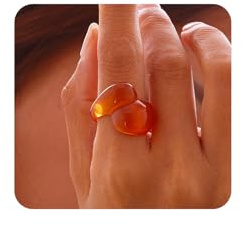 Multi-Colorl Water Drop Twist Knuckle Ring for Women Chunky Thick Resin Humb Band Rings Geometric Transparent Cuff Party Daily Wear Jewelry (Orange)