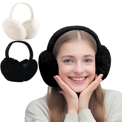 UQMIQURA Lot de 2 cache-oreilles d'hiver pour enfants - Chauffe-oreilles réglables - Protection contre le froid - En peluche douce - Pour activités de plein air en hiver