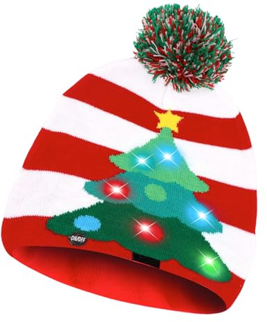 YUYWWAN LED Weihnachtsmütze, Lustige Weihnachtsmann Mütze Licht, Bunte LEDs Weihnachtsmannmütze, Niedlich Mütze Weihnachten für Kinder Erwachsene Weihnachtsfeier, Winterliche-Wärme