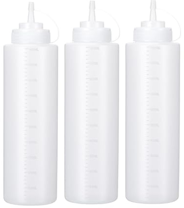 PISTISJACK 3 stycken plastkondimentflaskor, klämflaska med lock, 1 000 ml plastkondiment klämflaska för ketchup, varma såser, grill, salladsåser, målning, olivolja