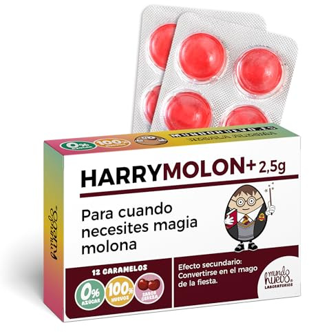 Caramelos de broma HARRY MOLÓN | Blíster con 12 caramelos sin azúcar sabor cereza | Regalo original y divertido para cumpleaños, navidad, ocasiones especiales…