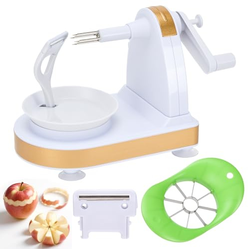 Pelador de manzanas, cortador de manzanas, pelador de manzanas de acero inoxidable, herramienta de pelado de cocina para verduras, frutas y patatas (blanco)