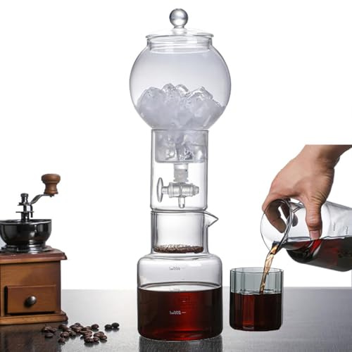 Cafetera De Goteo Para Café Frío, 600Ml/20oz Cafetera De Goteo Para Café Frío, Cafetera De Goteo Con Vidrio De Borosilicato, Para Cafeterías En Casa Y En La Cocina(White)