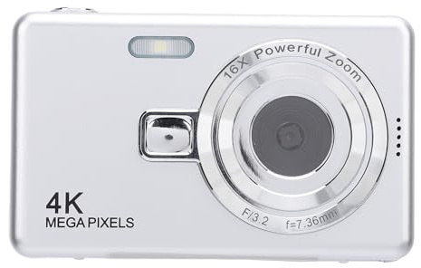 Dpofirs Cámara Digital 4K, Compacta, Ligera, con Zoom de 16x, Cámara Selfie para Viajes, Fotografía, de Vídeo Portátil para Adolescentes y Principiantes (Sin Tarjeta de Memoria)