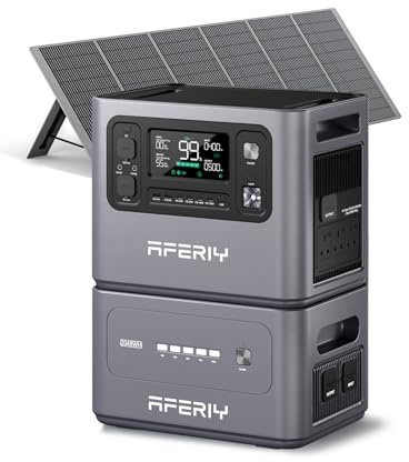 AFERIY P280 4096Wh Portable Power Station,with 1 Extra Battery and 400W Solar Panel,2800W Expandable Capacity LiFePO4 Battery Backup,230V Solar Generator for Home,Outdoor Camping,Power Outage,RV