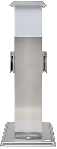 Genérico Presa Elettrica da Giardino a Pilastro Acciaio Inossidabile con Luce,Silver,1.26kg,41238