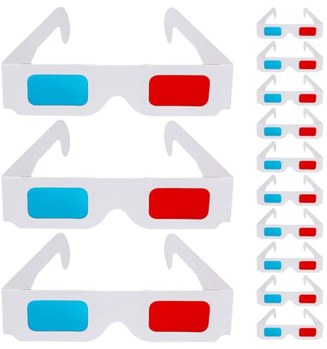 Gatuida 150Pcs Red Cyan 3D Glasses with White Cardboard Frame for Adults, Disposable Anaglyph Glasses for Movies, Comic Books, Stem Science Projects, and Party Favors