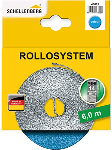 Schellenberg 46009 Cinta de persiana enrollable 14mm, 6,0m, azul claro