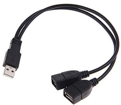 Aukson B39 USB 2.0 Splitter 1 zu 2, A Stecker auf 2X Buchse, 30cm USB Adapter für Datenübertragung und Aufladung, Verlängerungs- und Verteilerkabel