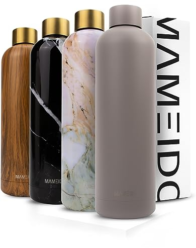 MAMEIDO Thermosflasche 500 ml, auslaufsichere Trinkflasche Edelstahl, Kohlensäure geeignet, BPA frei, Isolierflasche 12h heiß & 24h kalt (Taupe Grey)