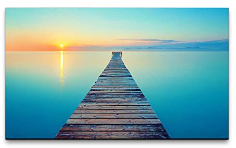 Paul Sinus Art Bilder XXL Steg am Meer 120x70cm Wandbild auf Leinwand