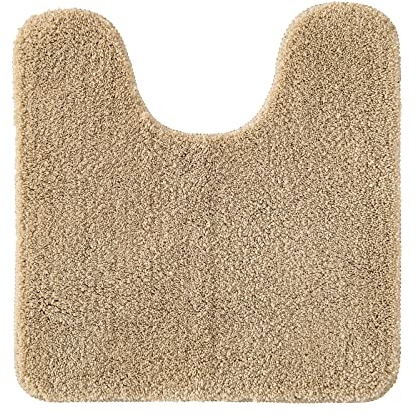 MIULEE Badematte WC Vorleger Badteppich Fußmatte Flur 1 Stück U Förmige Deko Matte Badteppiche Dekoration rutschfest Saugfähig für Wohnzimmer Badezimmer Toilett WC 45x45cm Beige