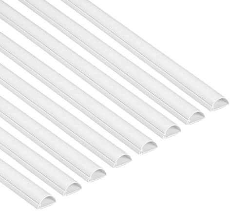 D-Line Mini Canal Portacables de 8 Metros, Cubierta de Cable Autoadhesiva, Solución de Gestión de Cables - 30mm (Ancho) x 15mm (Alto) – 8 Piezas de 1 Metro (Multipack de 8 metros), Blanco