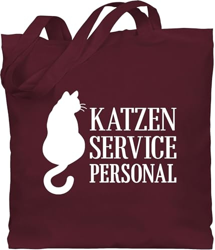 Shirtracer Baumwolltasche - Katzenbesitzer Geschenk Katze - Katzen Servicepersonal weiß - Unisize - Bordeauxrot - einkaufstasche mit katzenmotiv katzengeschenke cat mom jutebeutel
