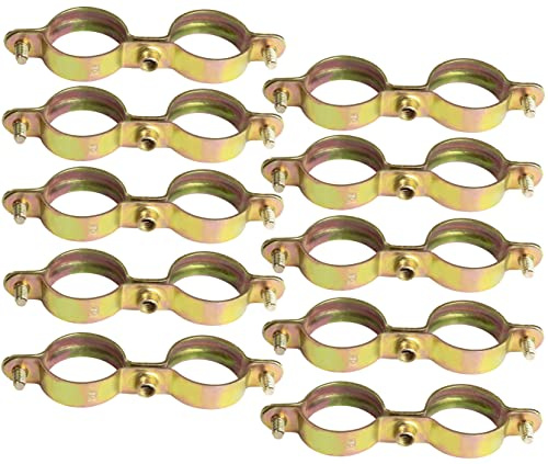 AERZETIX - C60420 - Set di 10 morsetti supporti di fissaggio doppie Ø28mm - 3/4'' - fissaggio a parete tubo di rame - serraggio a vite idraulico riscaldamento sanitario - in acciaio