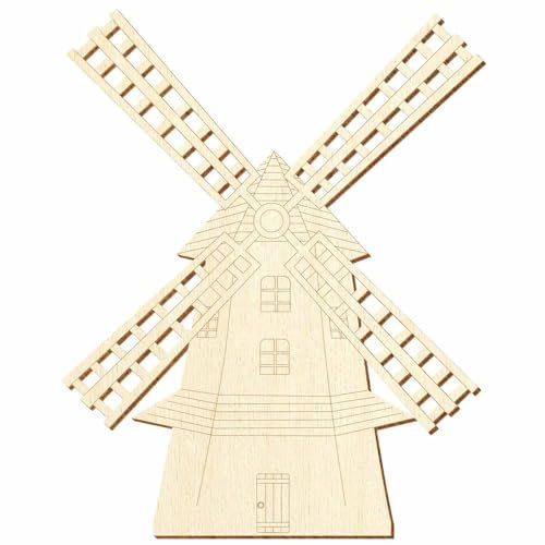 Molino de viento de madera – 50 cm, paquete con:1 pieza, altura: 19 cm de alto