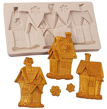 Cestony Weihnachten Lebkuchenhaus Silikonformen für DIY Kuchen Fondant Kekse Kekse Seife Zucker Pudding Schokolade harte Süßigkeiten Dessert Kerze Dekor
