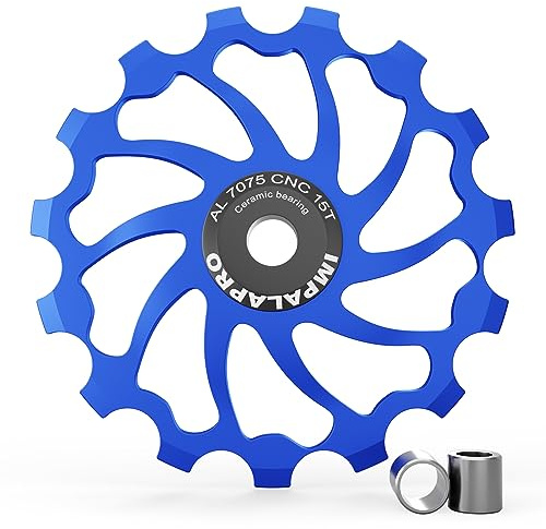 IMPALAPRO Fahrrad Schaltröllchen 15T/17T AL7075 CNCmit Keramiklagern - Fahrrad Schaltwerk Riemenscheibe - Fahrrad Schaltwerk - Schaltrollen (15T Blau)