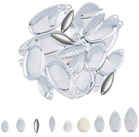 SUPERFINDINGS 60 stycken 3 stilar fiskespinner bete set 6 storlekar oval fiske attraktor spinnblad 60 stycken spinndrag gaffelhuvud järn fiskedrag gör-det-själv tillbehör