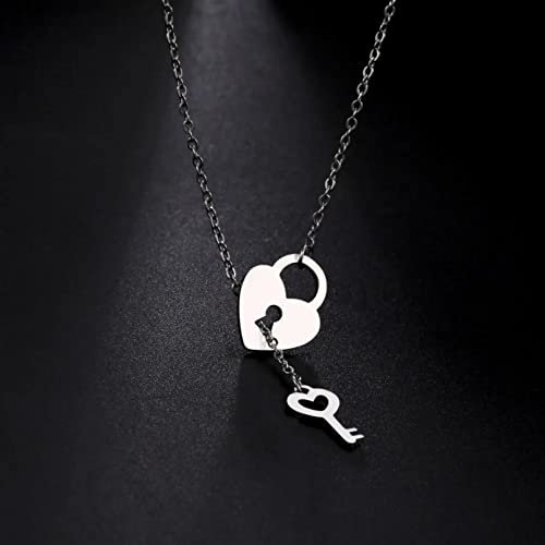 Collana Collane con Ciondolo Ciondoli Chiave con Lucchetto a Cuore fine Collana Girocollo di Moda per Gioielli da Donna Regali di San Valentino Gioielli Regali di Compleanno per Donna Uomo