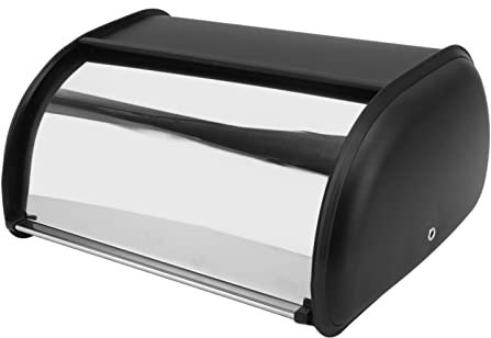 Boîte à Pain en Fer, Boîte à Pain Hygiénique Polie Miroir pour le Bureau (Noir)