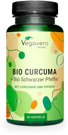 Vegavero Organic 14,200 mg Turmeric and Black Pepper Capsules High Strength | Curcumin 152 mg and Piperine 9,5mg | NO Additives, Lab-Tested