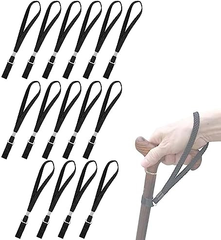 15 pcs Sangles de Bâton de Marche，Bracelet pour Canne de Marche，pour canne de marche, boucle de poignet noire pour béquilles.