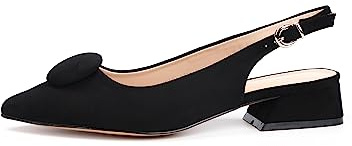 Rio Fiore Scarpe con Tacco, Décolleté, Nero Velour, 3cm Tacco Largo, Slingback, Ecopelle Scamosciata, Cinturino sul Retro, Scarpe comode con Tacco Basso, ML682-0716-5 (Nero Microfiber, 36 EU)