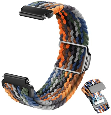 CeiBand nylon elastiskt flätat armband, 22 mm 20 mm magneter vävd sport ventilerande klockarmband för män kvinnor – färgglada
